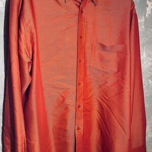 Bugatchi uomo long sleeve shirt shiny orange Bugatti sz large